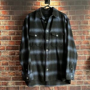 All Saints Black and Blue Checkered Shirt Jacket